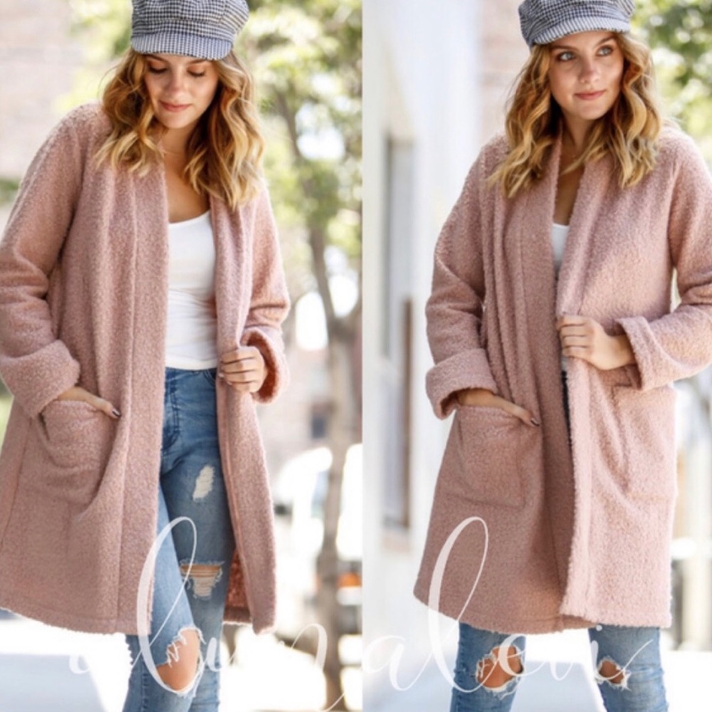 NATALIA Long Sleeve mauve Boucle Jacket